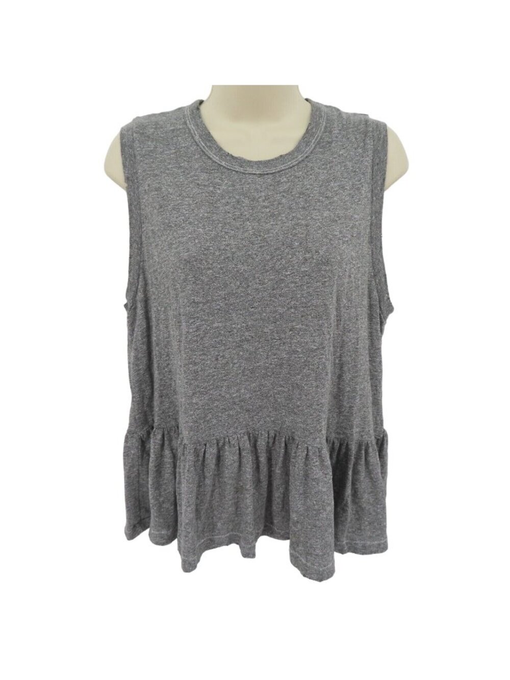 The Great Women Small 1 Gray Sleeveless Distressed Hem Tank Top Blouse Shirt